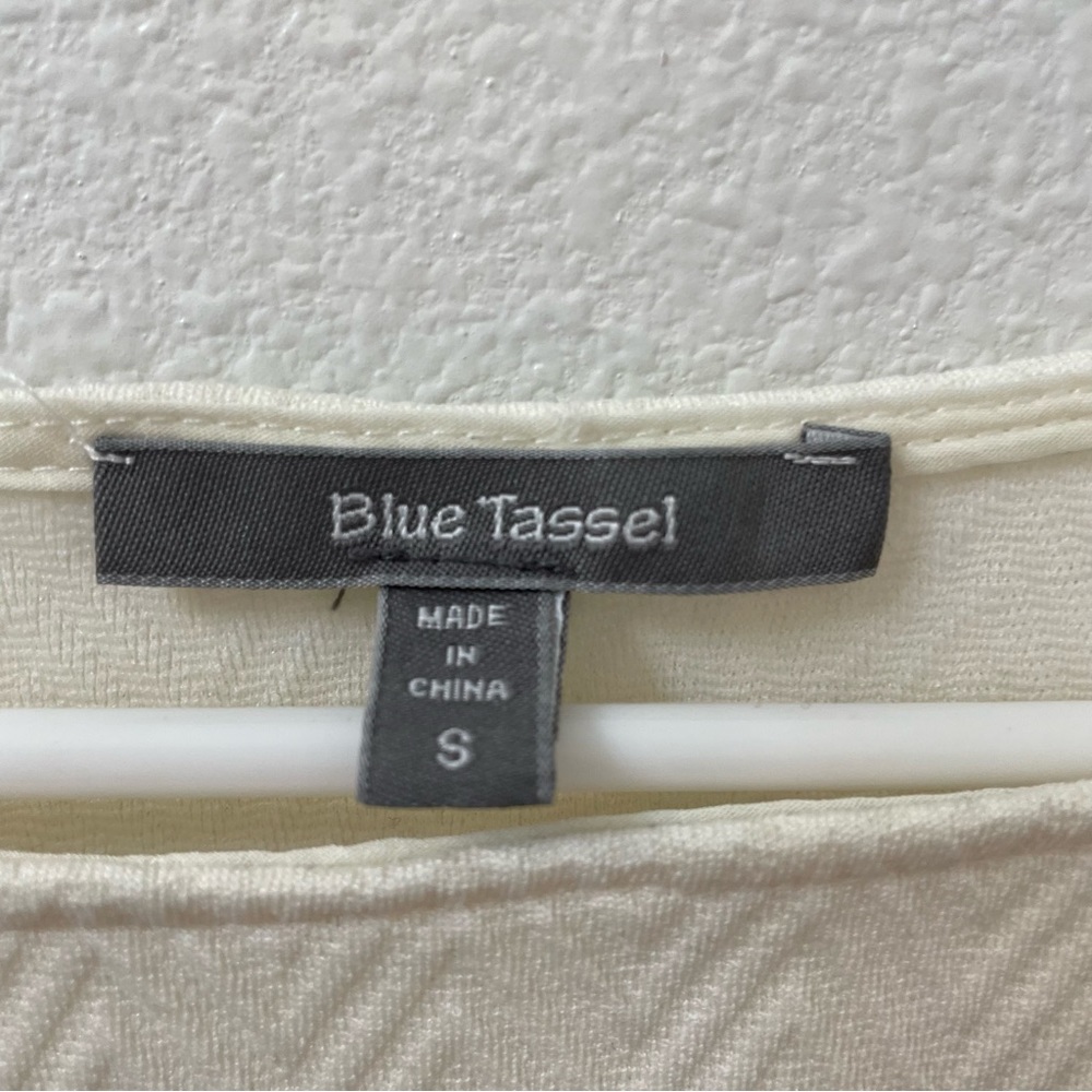 Blue tassel blouse white small - Picture 2 of 3